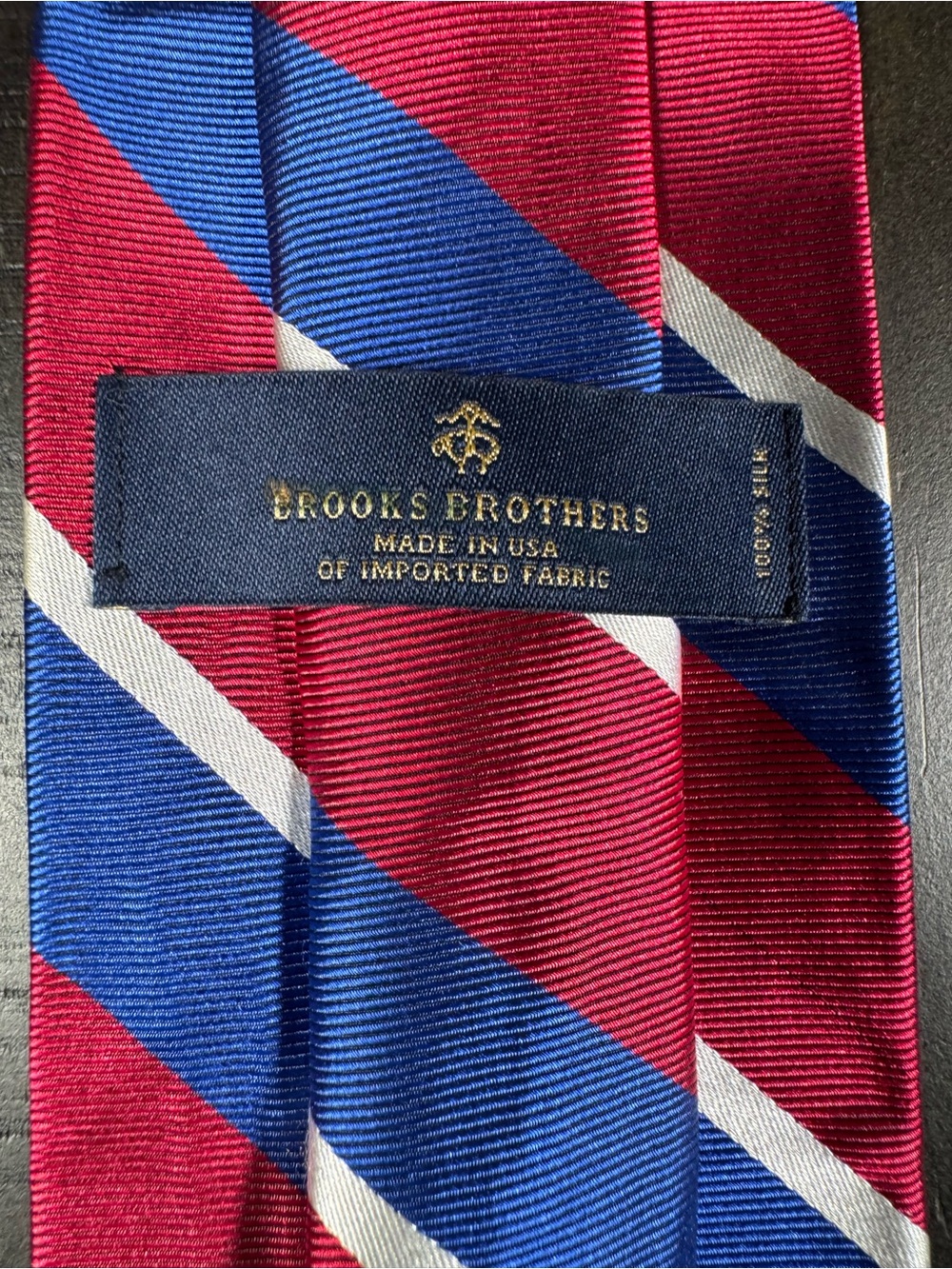 Brooks Brothers Red, Blue & White Diagonal Stripe Silk Tie